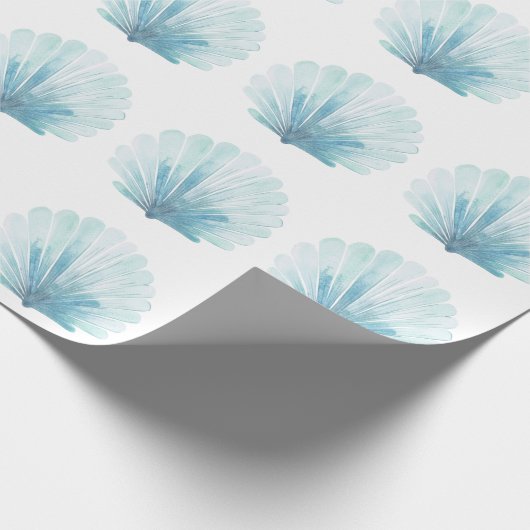Aqua Scallop Seashell Geschenkpapier (Ecke)