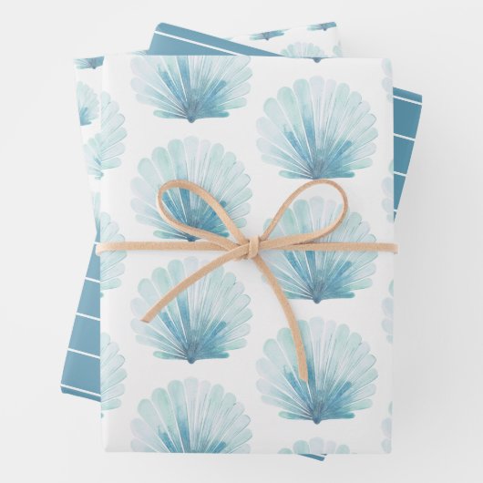 Aqua Scallop Seashell Personalisiert Geschenkpapier Set (Beispiel)