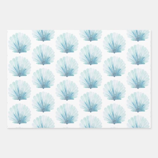 Aqua Scallop Seashell Personalisiert Geschenkpapier Set (Vorderseite)