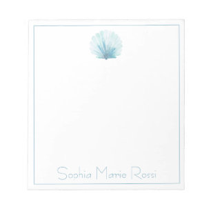 Aqua Scallop Seashell Personalisiert Notizblock
