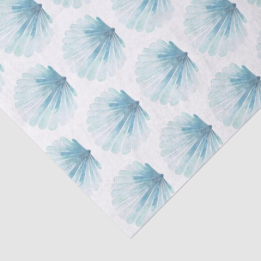 Aqua Scallop Seashell Seidenpapier (Detail)
