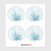 Aqua Scallop Seashells Aufkleber (Blatt)