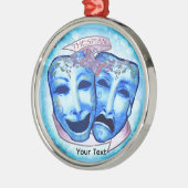 Aqua Schauspielermasken Ornament Aus Metall (Links)