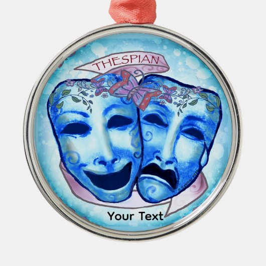 Aqua Schauspielermasken Ornament Aus Metall (Vorne)