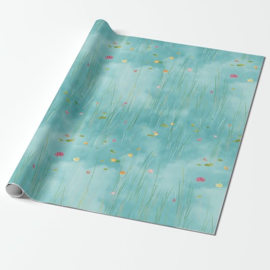 Aqua-Schilf-Frühlingsgeschenkpapier Geschenkpapier (Ungerollt)