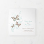 Aqua-Schmetterlinge für die Hochzeitserneuerung Dreifach-gefaltete Programmkarte (Cover)
