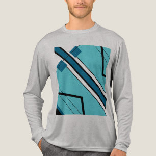Aqua Schwarz Fette Streifen MCM-inspirierte Abstra Tri-Blend Shirt