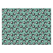 Aqua, Schwarz-Weiß-Atomlobs | Mitte des Jahrhunder Tischdecke (Vorderseite (Horizontal))