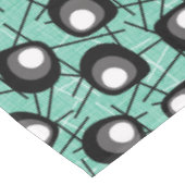 Aqua, Schwarz-Weiß-Atomlobs | Mitte des Jahrhunder Tischdecke (Schrägansicht)