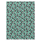Aqua, Schwarz-Weiß-Atomlobs | Mitte des Jahrhunder Tischdecke (Vorderseite)