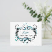 Aqua-Schwarz-Weiß-Chic Business Danke Karten (Stehend Vorderseite)