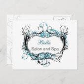 Aqua-Schwarz-Weiß-Chic Business Danke Karten (Vorne/Hinten)