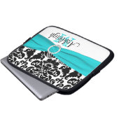 Aqua Schwarz-weiß mit IMITAT Band-Laptop-Hülse Laptopschutzhülle (Vorne Knopf)