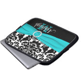 Aqua Schwarz-weiß mit IMITAT Band-Laptop-Hülse Laptopschutzhülle (Vorne Knopf)