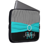 Aqua Schwarz-weiß mit IMITATEN Ribbon Laptop-Sieb Laptopschutzhülle (Vorne Rechts)