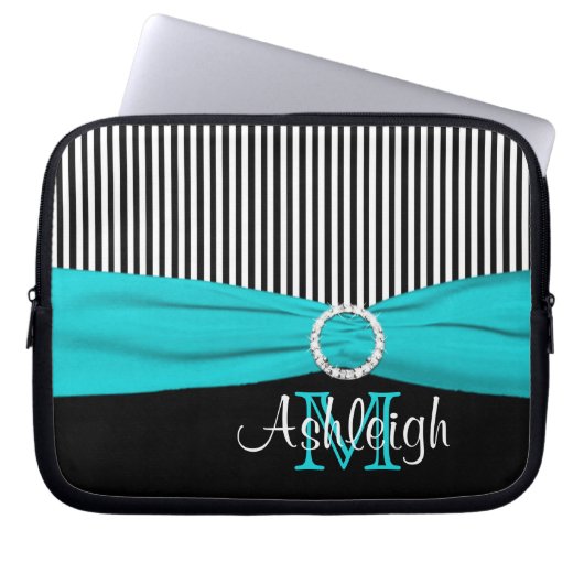Aqua Schwarz-weiß mit IMITATEN Ribbon Laptop-Sieb Laptopschutzhülle (Vorderseite)