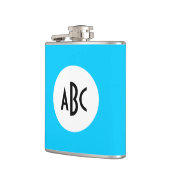 Aqua Schwarz-Weiß-Monogramm Flachmann (Links)