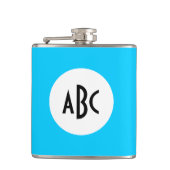 Aqua Schwarz-Weiß-Monogramm Flachmann (Vorderseite)