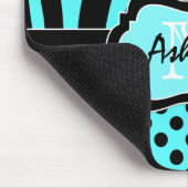 Aqua, Schwarz-, weißerzebra-Streifen u. Punkte Mousepad (Ecke)