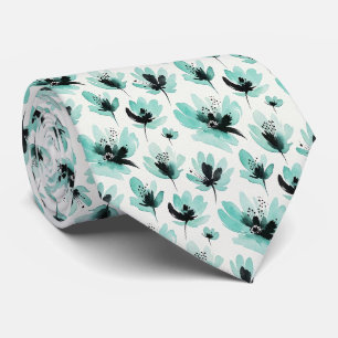 Aqua + Schwarze Faux-Seidentiefe Wasserfarbenes Krawatte