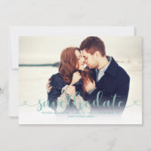 Aqua Script-Foto Hochzeit speichern Sie das Datum Save The Date (Vorderseite)