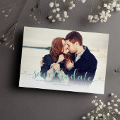 Aqua Script-Foto Hochzeit speichern Sie das Datum Save The Date