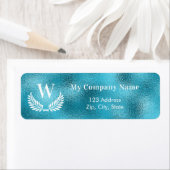 Aqua Sea Blue Business Monogram Rücksendeadresse (Insitu)