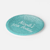 Aqua Sea Blue Glitzer Sparkle Gastgeschenk Pappteller (Schrägansicht)