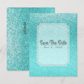 Aqua Sea Blue Glitzer Sparkone Party Save the Date Ankündigungspostkarte (Vorne/Hinten)
