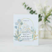 Aqua Sea Glass Gold Boda Wedite Einladung (Stehend Vorderseite)