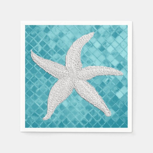 Aqua Sea Glass Muster Serviette (Vorderseite)