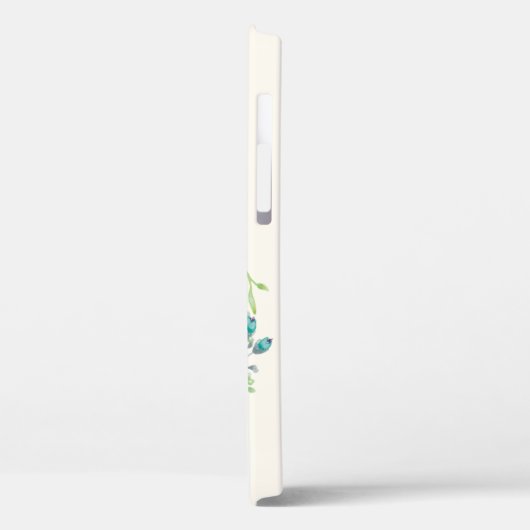 Aqua Sea Green Floral Wreath Personalisiert Case-Mate iPhone Hülle (Rückseite / Links)