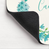 Aqua Sea Green Floral Wreath Personalisiert Mousepad (Ecke)