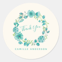Aqua Sea Green Floral Wreath Personalisiert