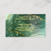 Aqua Sea Green Gold Glitzer Marble Agate Monogram Visitenkarte (Rückseite)