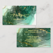 Aqua Sea Green Gold Glitzer Marble Agate Monogram Visitenkarte (Vorne/Hinten)