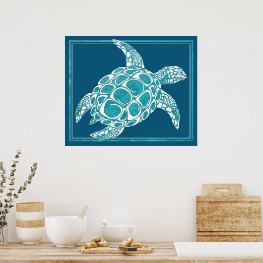 Aqua Sea Turtle Poster (Küche)