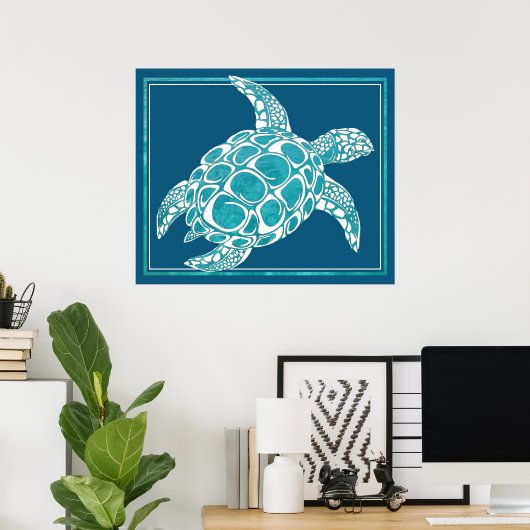 Aqua Sea Turtle Poster (Heimbüro)