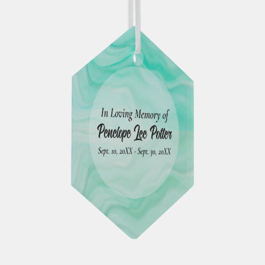 Aqua Sea Waves Memorial Keepake Suncatcher Ornament Aus Glas (Vorderseite Rechts)