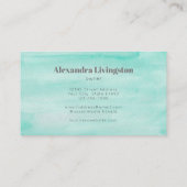 Aqua Seafoam Green Abstrakt Wasserfarbe Visitenkarte (Rückseite)