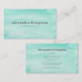 Aqua Seafoam Green Abstrakt Wasserfarbe Visitenkarte (Vorne/Hinten)