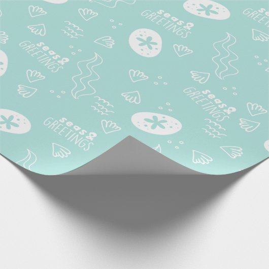 Aqua Seas and Greetings Wrapping Paper Geschenkpapier (Ecke)