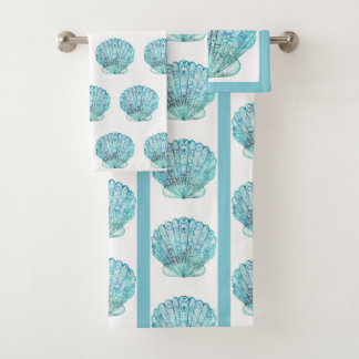 Aqua Seashell Badhandtuch Set
