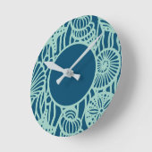 Aqua Seashell Pattern Runde Wanduhr (Winkel)
