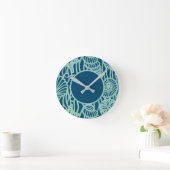 Aqua Seashell Pattern Runde Wanduhr (Zuhause)