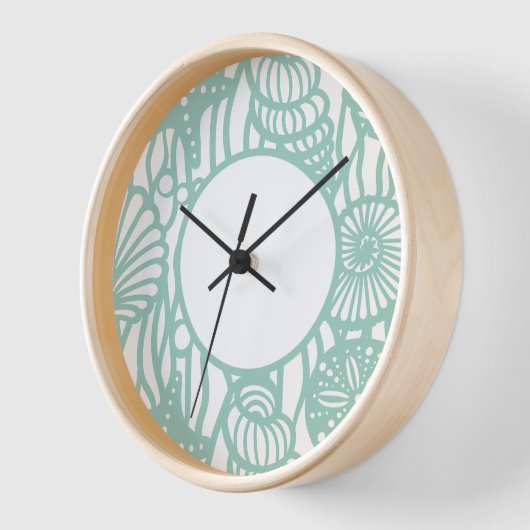 Aqua Seashell Pattern Uhr (Winkel)