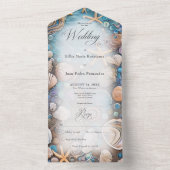 Aqua Seashell Rustic Beach No Dinner All In One Einladung (Innen Boden)