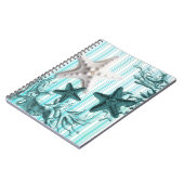 Aqua seashells blue star fish notizblock (Linke Seite)