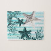 Aqua seashells blue star fish puzzle (Horizontal)