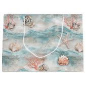 Aqua-Seaside-Korallenstrand-Muster Große Geschenktüte (Vorderseite)